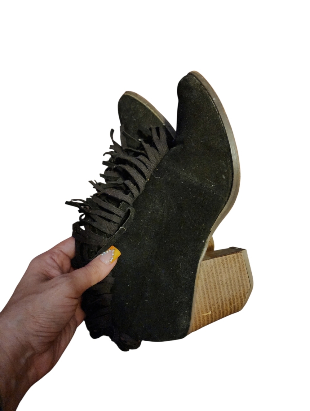 Beast Fashion Black Fringe Ankle Boots, 7 - Picture 5 of 5